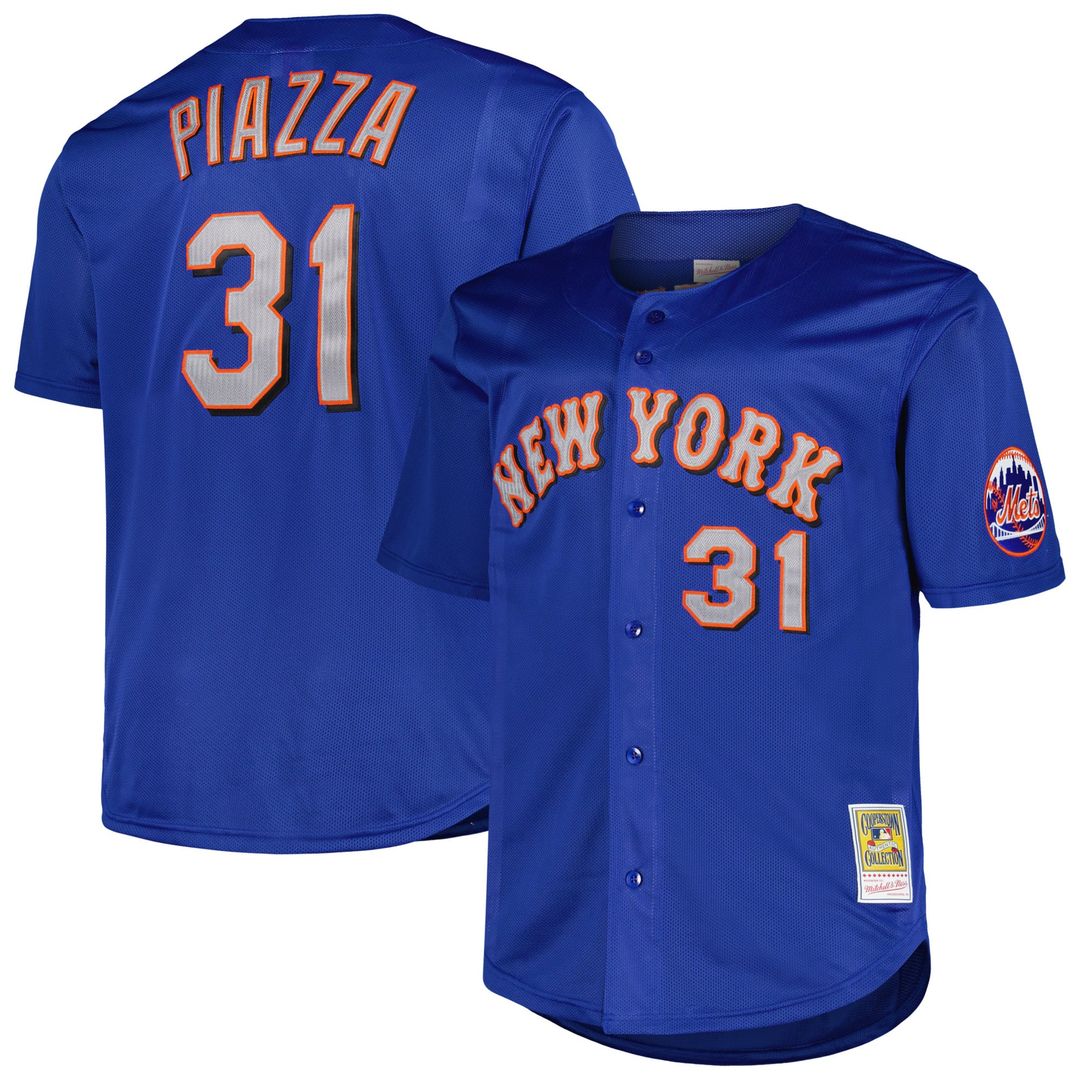 Mike Piazza New York Mets Big & Tall Cooperstown Mesh Jersey - Black