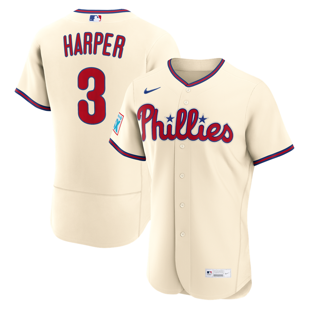 Bryce Harper Philadelphia Phillies Home Authentic Sponsor Patch Jersey - White