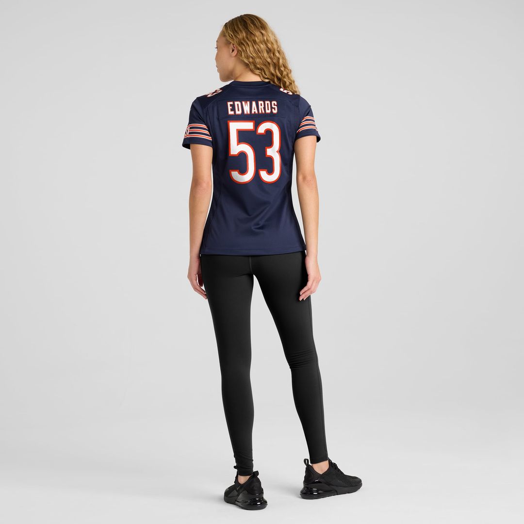 TJ Edwards Chicago Bears Women's Jersey - Navy