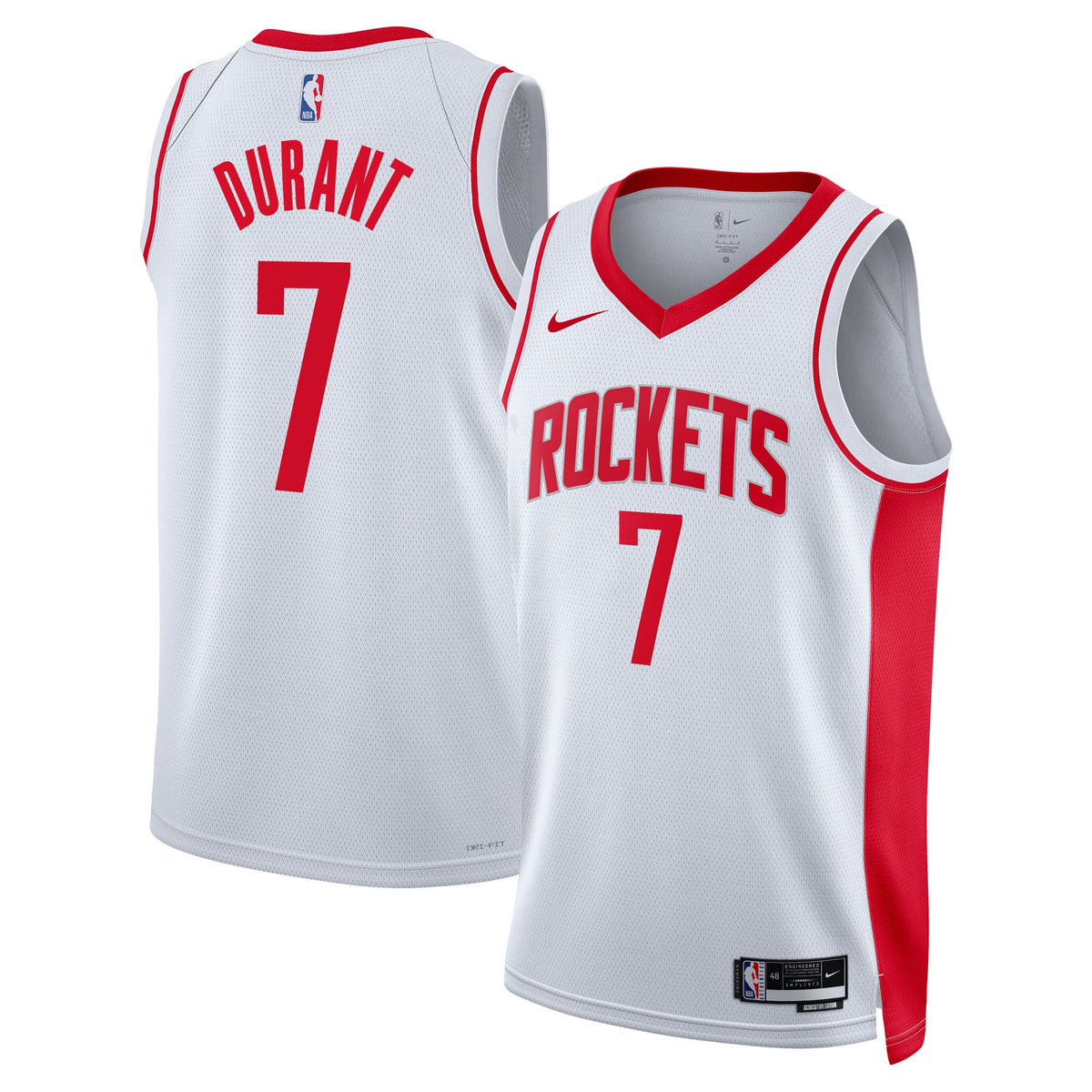 Houston Rockets Jersey - White - Kevin Durant - Unisex