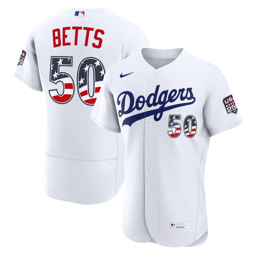 Fourth of July Los Angeles Dodgers Mookie Betts White USA 250 Jersey