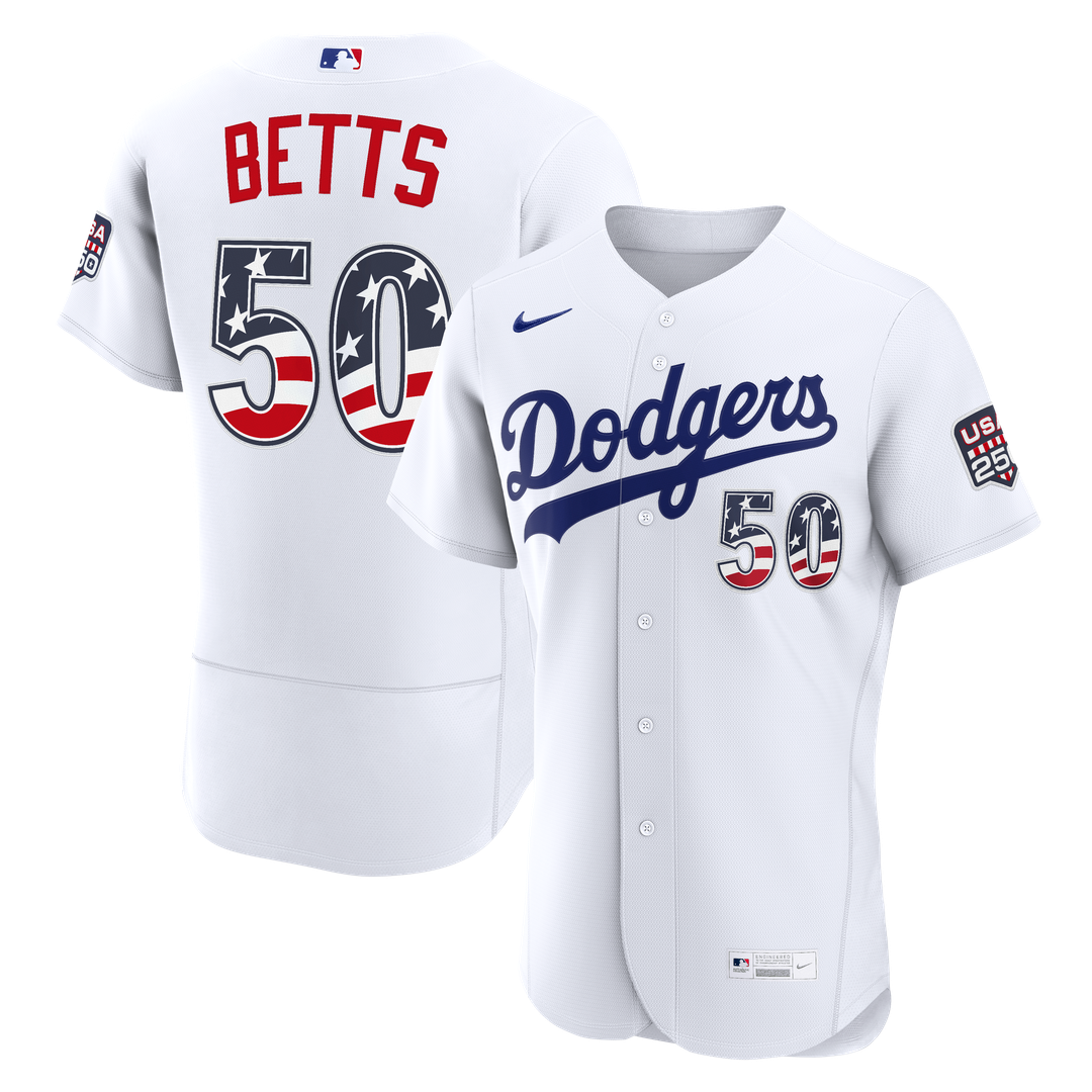 Fourth of July Los Angeles Dodgers Mookie Betts White USA 250 Jersey