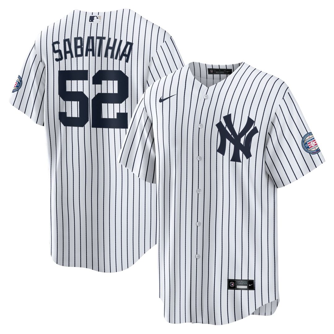 CC Sabathia New York Yankees 2025 Baseball Hall of Fame Name & Number Retired Jersey - White