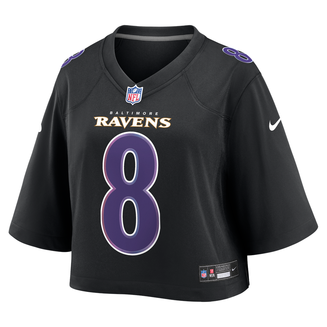 Lamar Jackson Baltimore Ravens Women's Cropped Fashion Jersey - Black