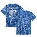 Aidan Hutchinson Detroit Lions Girls Youth Sequin V-Neck Fashion Jersey - Blue