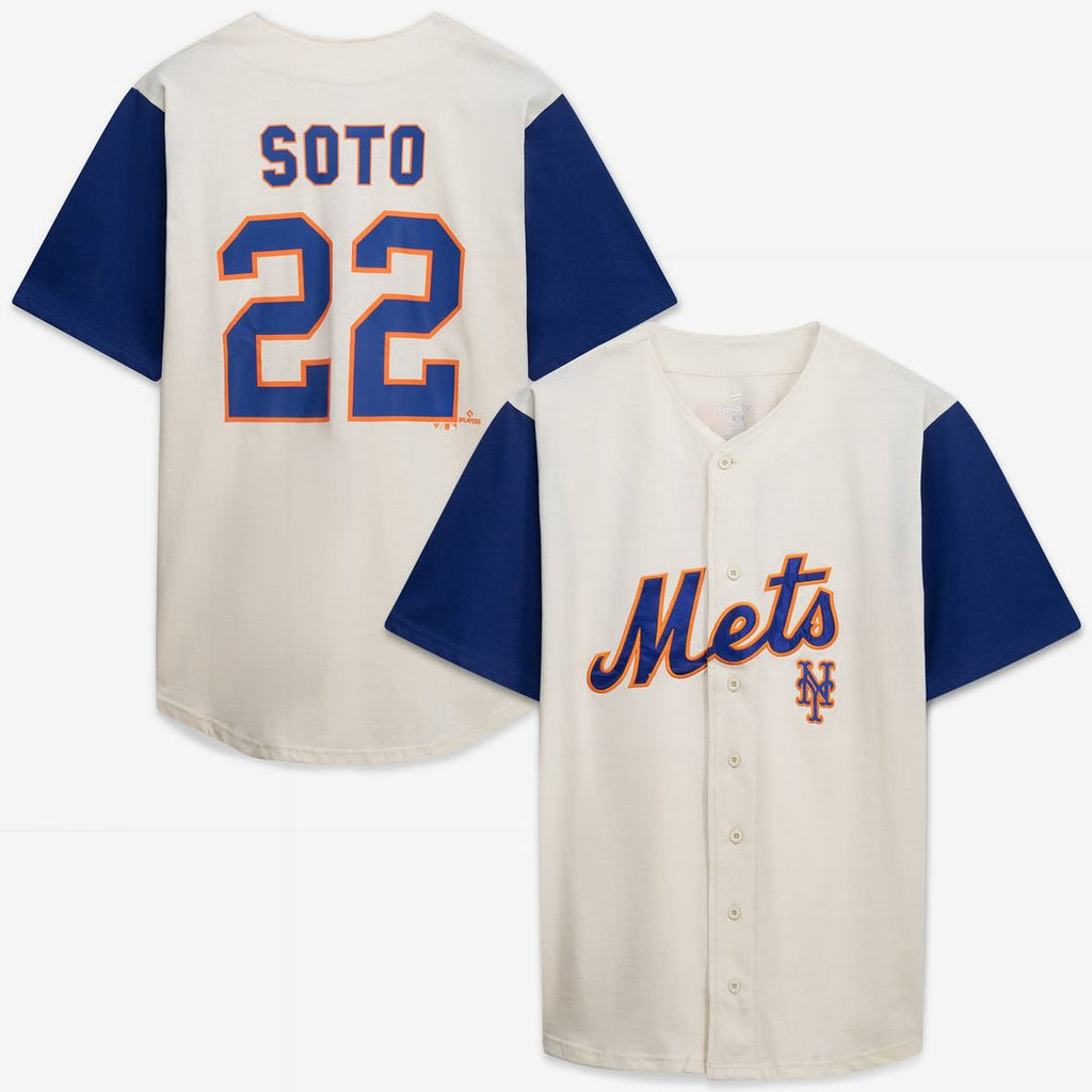 New York Mets Big & Tall Two-Color Fashion Jersey - Cream/Royal