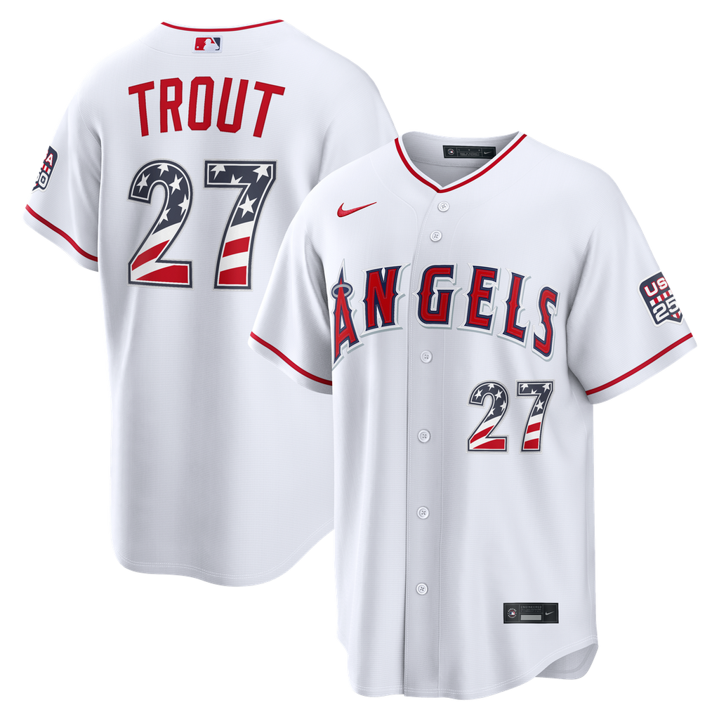 Fourth of July Los Angeles Angels Mike Trout White USA 250 Jersey