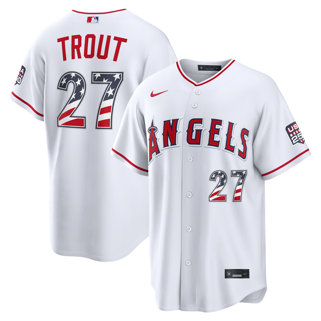 Fourth of July Los Angeles Angels Mike Trout White USA 250 Jersey