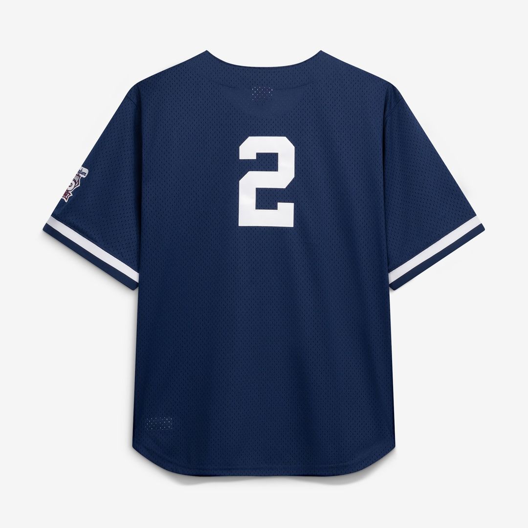 Derek Jeter New York Yankees Mesh Batting Practice Button-Up Jersey - Navy