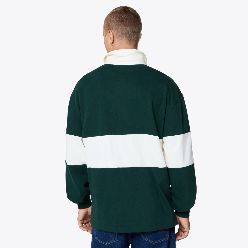 Oracle Red Bull Racing Pepe Jeans Square Team Long Sleeve Stripe Polo - Green & White